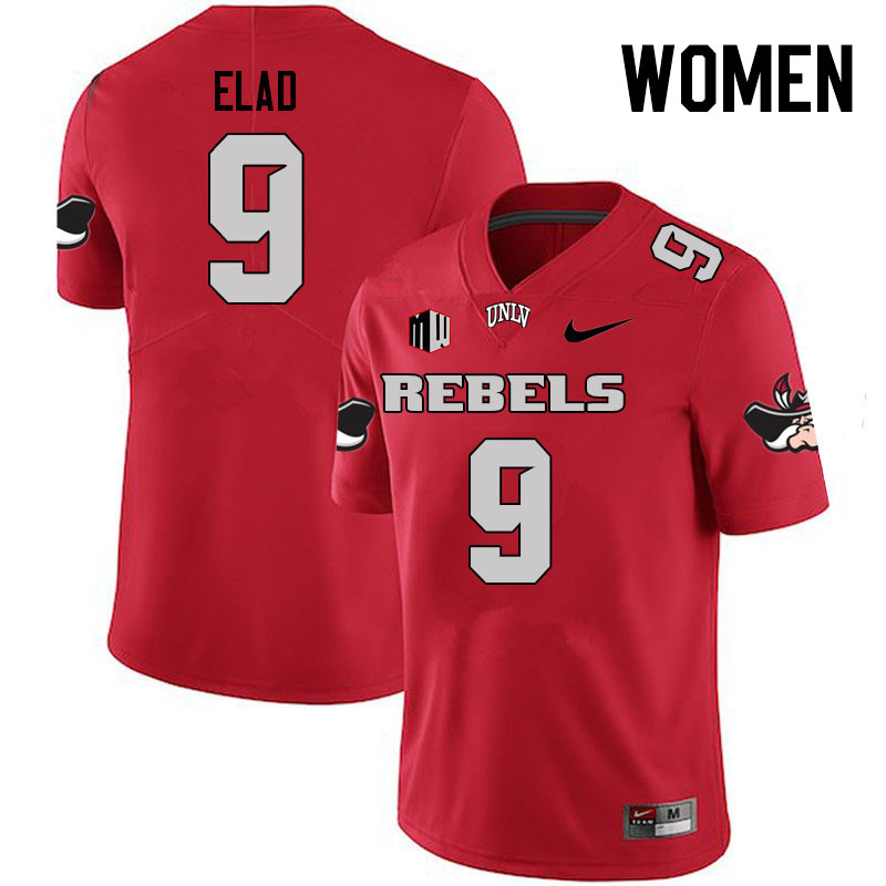 Women #9 Jett Elad UNLV Rebels College Football Jerseys Stitched Sale-Scarlet - Click Image to Close